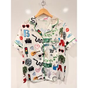 Sheshow Taylor Swift Eras Inspired Cornelia St Pajama Top White Satin Large